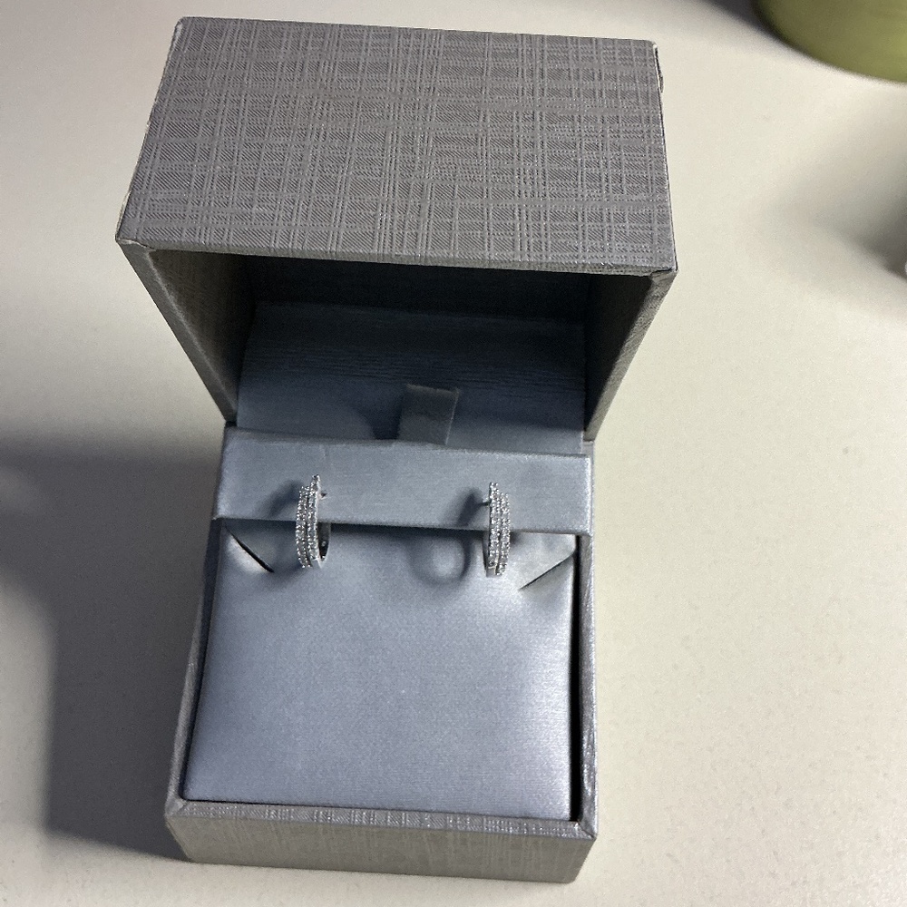 NWT 10k White Gold Diamond Earrings